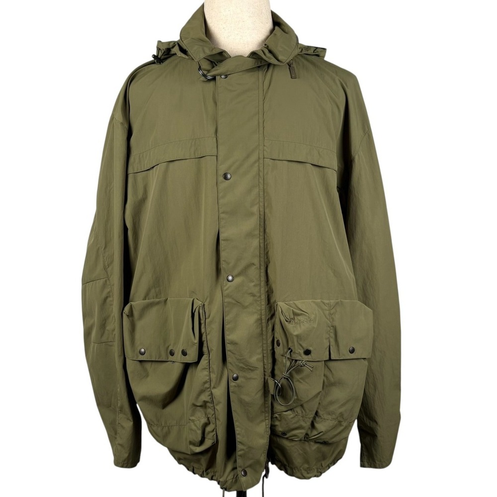 Barbour‎ Modified Durham Showerproof Jacket Mens XL Olive Green Hooded NWT